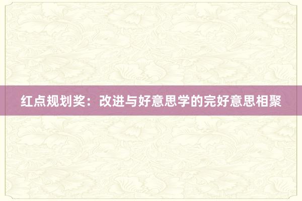 红点规划奖：改进与好意思学的完好意思相聚
